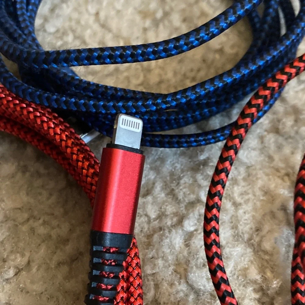 📱NOT TESTED 5pc Lot Bundle -Lightening Braided Charging Cable USB Adapter Apple